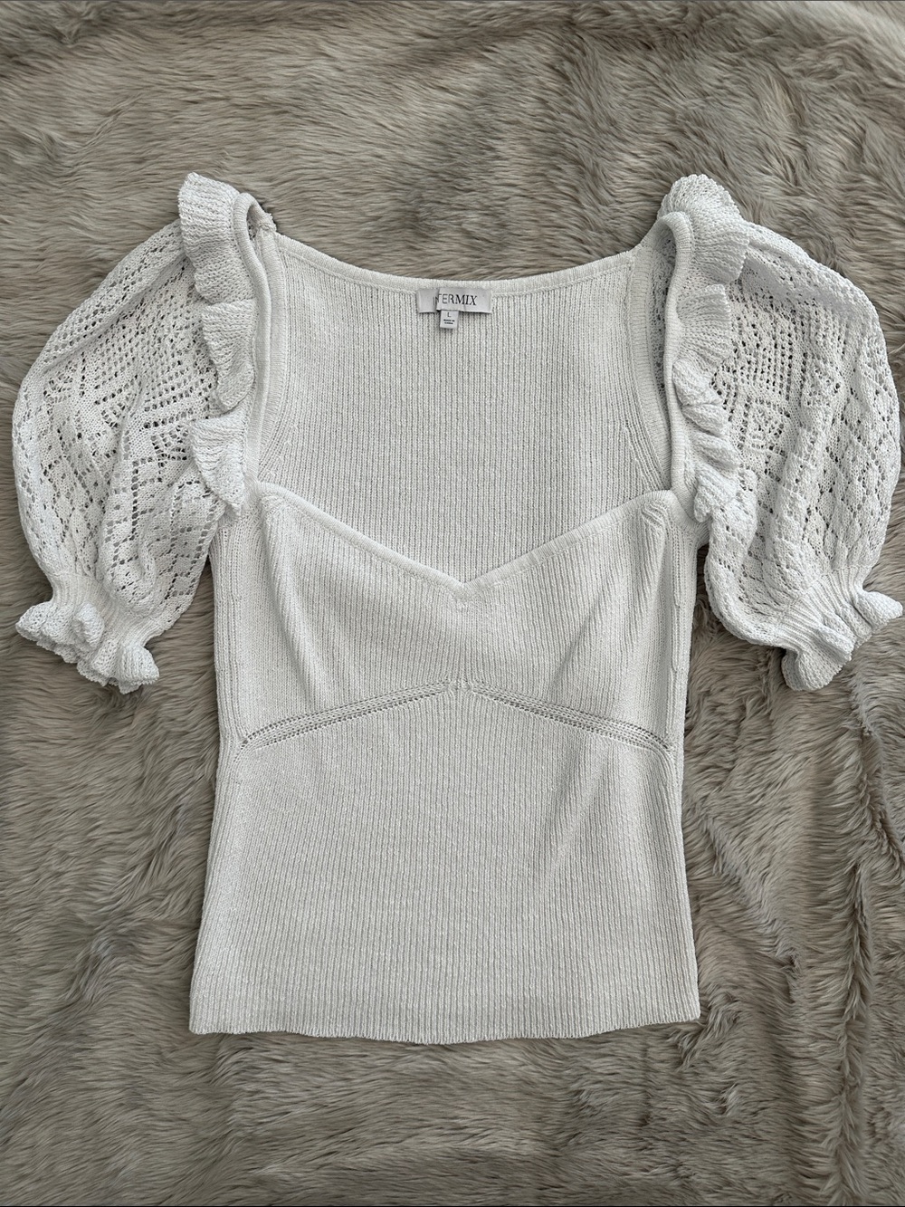 Intermix Sweater Knit Ruffle Blouse
